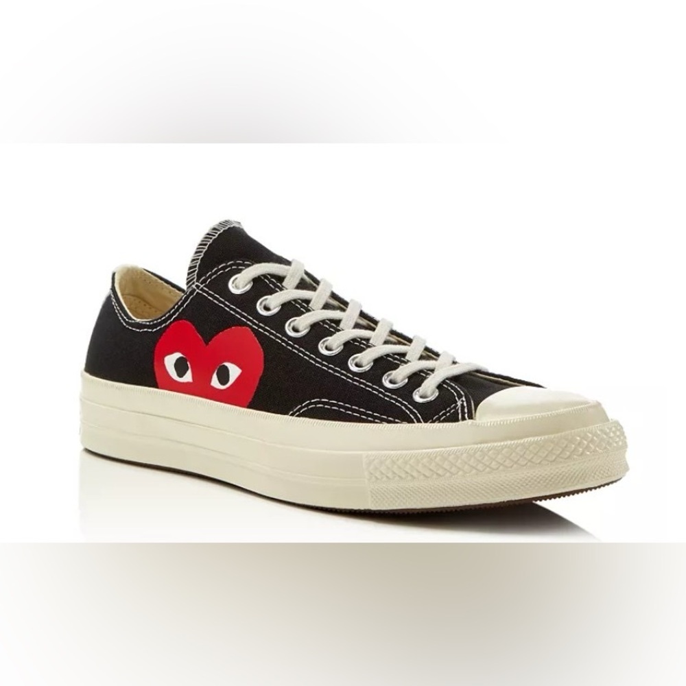 Converse Black Canvas Sneakers with Red Heart Graphic